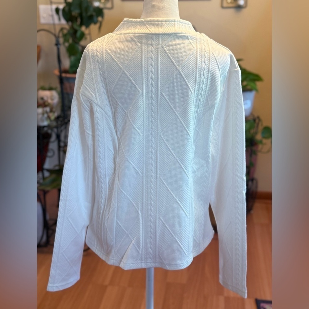 Women’s White Single Breasted Heathered Sweater Long Sleeves XL NWOT - Picture 5 of 15